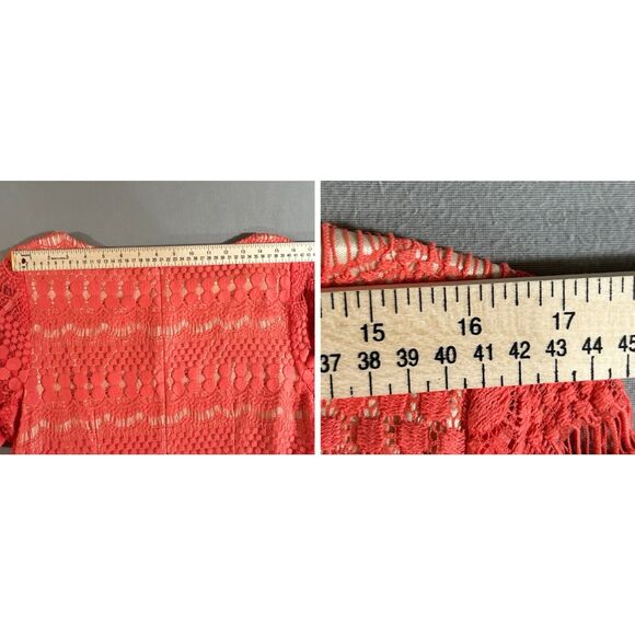 Jessica Howard Dress 16 Coral Midi Shift Lace Preppy Boho 3/4 Sleeve Career Work - Picture 2 of 9